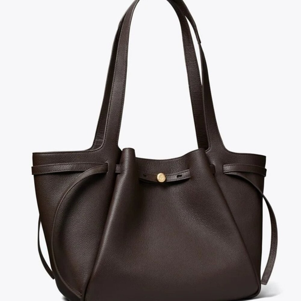 NWT ✅ TORY BURCH ROMY TOTE (LARGE) #163388  DEEP BROWN✨ NWT, DUST BAG - Picture 6 of 16